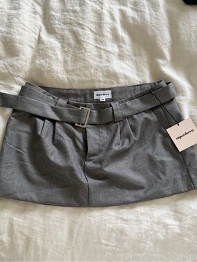superdown Monique Belted Tailored Mini Skirt in Grey